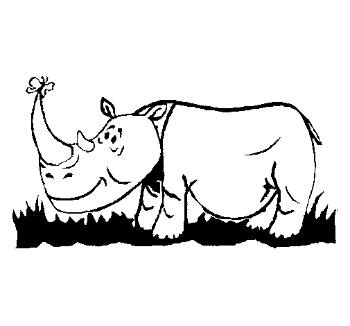 Disegno di Rinoceronte e farfalla  da Colorare