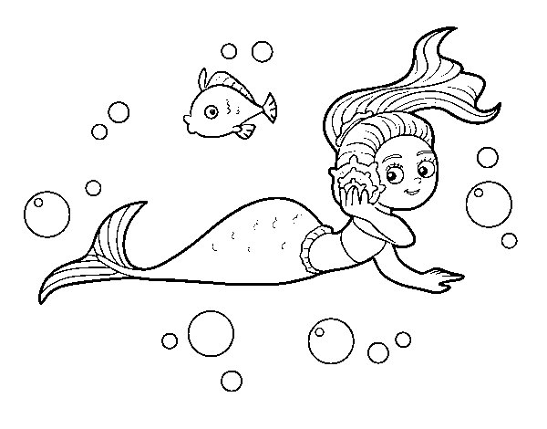 Disegno di Sirena magica da Colorare