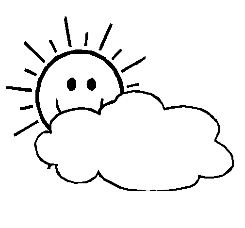 Disegno di Sole con nuvola  da Colorare