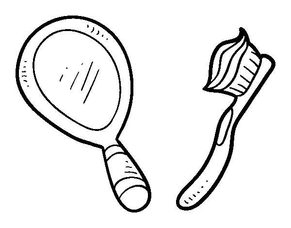 Disegno di  Specchio e spazzolino da denti da Colorare
