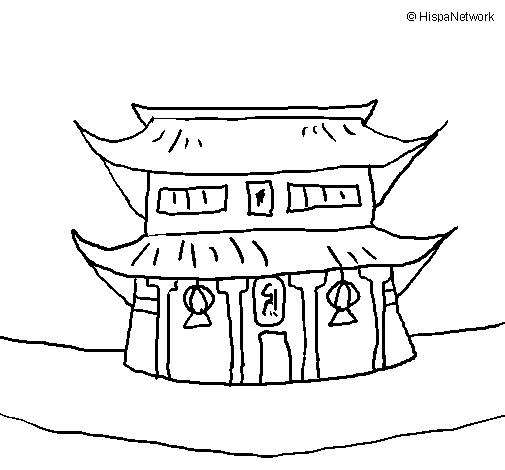 Disegno di Tempio giapponese  da Colorare