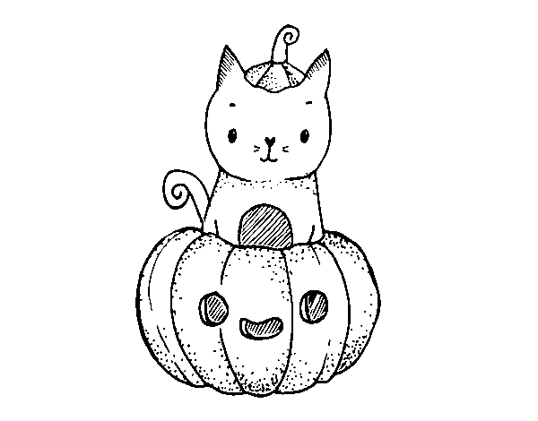 Disegno di Un gattino di Halloween da Colorare