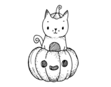 Disegno di Un gattino di Halloween da colorare