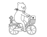 Disegno di Un orso in bicicletta da colorare