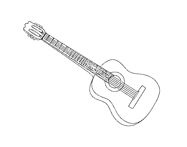 Disegno di Una chitarra spagnola da Colorare