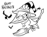 Disegno di Una strega di Halloween da colorare