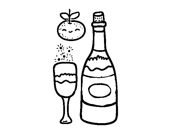 Disegno di Vetro di champagne Capodanno da Colorare