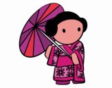 Geisha con ombrello